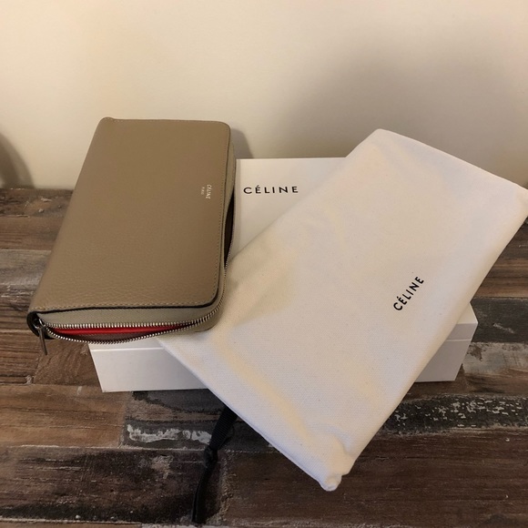 Celine - Large Zipped Wallet - Tan Grained Leather - Picture 3 of 6